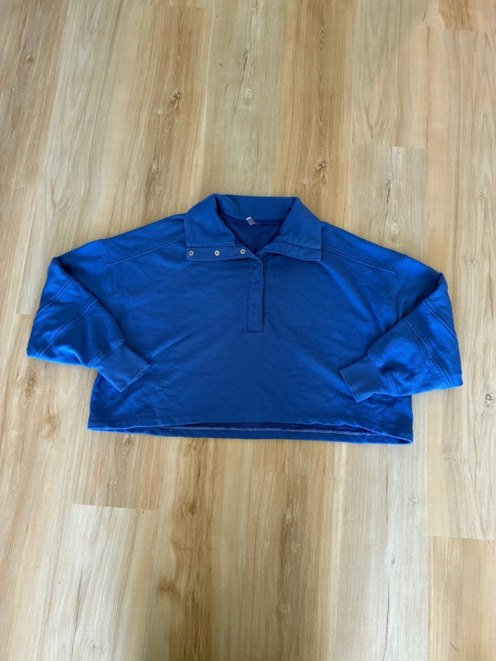 Free People Royal Blue Cropped Pullover Sweatshirt